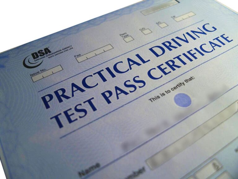 Practical Driving Test Pass Certificate
