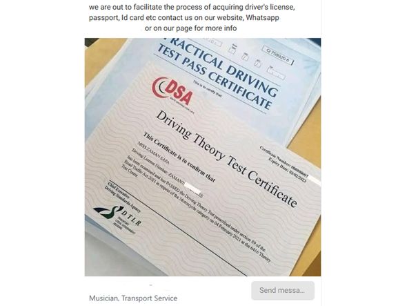 Theory Test Certificate